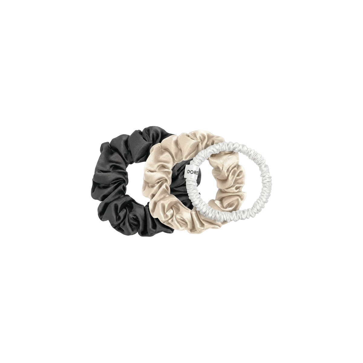 Dore & Rose - Scrunchie Set 3/2/1cm White, Champagne & Charcoal