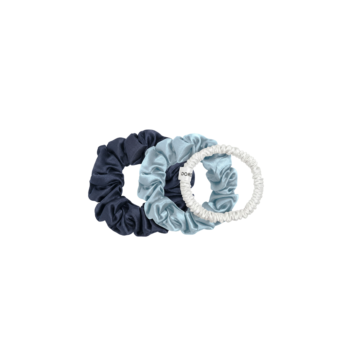 Dore & Rose - Scrunchie Set 3/2/1cm White,Light Blue & Dark Blue