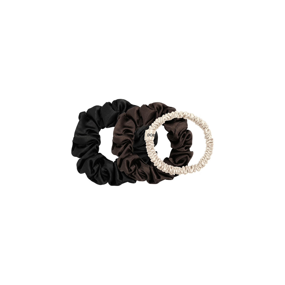 Dore & Rose - Scrunchie Set 3/2/1cm Champagne, Brown & Black